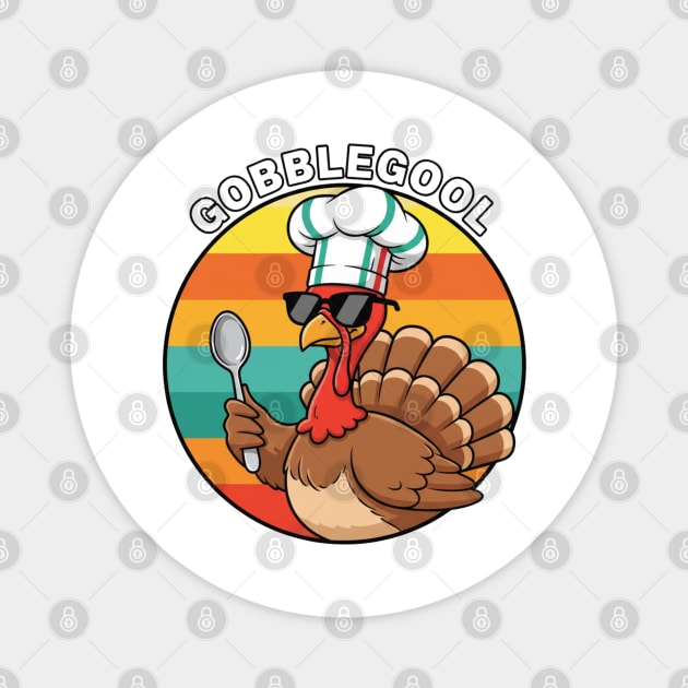 Gobblegool Turkey Chef – Funny Thanksgiving Italian Turkey Magnet by Creatifly Graphic Tees